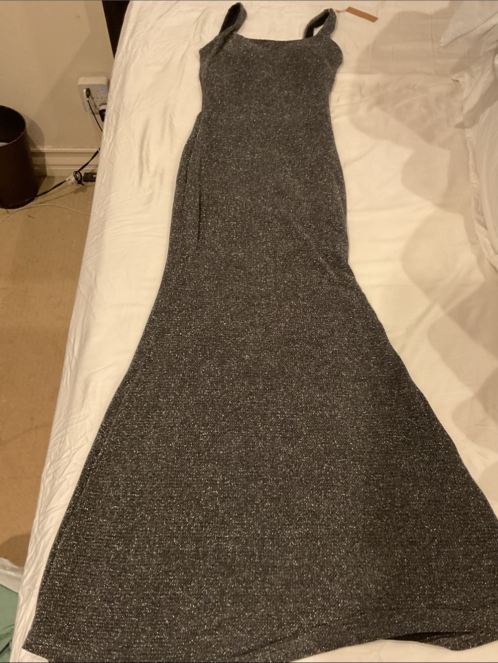 Sparkle Black Maxi Dress with Square Neck